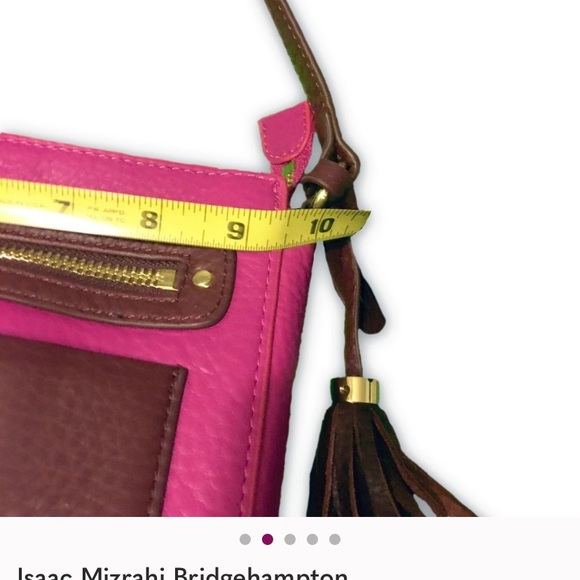 Isaac Mizrahi Vibrant Pink and Rich Brown Crossbody Bag - Picture 2 of 7